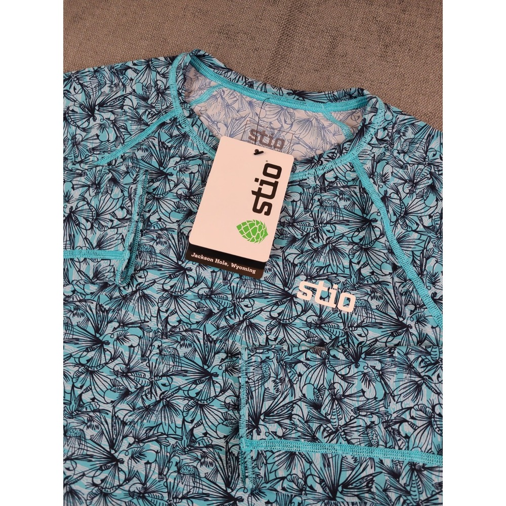 *NWT* Stio Shirt Mens (M) Blue Hylas Crew Hot Spring Fly Print Floral Long UPF50